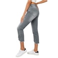 thumbnail image 5 of BUIGTTKLOP Capri Jeans for Women High Waisted Cropped Denim Pants Crisscross Raw Hem Summer Capri Pants with Pockets, 5 of 6