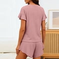 thumbnail image 4 of BUIGTTKLOP Womens Pajamas Set Soft Sleepwear Short Sleeved Shirt Elastic Shorts Two-Piece Outfit Homewear, 4 of 6