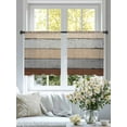 thumbnail image 4 of Brown Gray Wood Grain Sheer Curtains 45 Inch Long 2 Panels, Countryside Stripe Gradient Art Light Filtering Rod Pocket Semi Sheer Curtains, Sheer Voile Drapes for Living Room Bedroom, 52"x45", 4 of 5