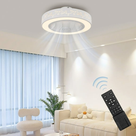 Modern 50cm Ceiling Fan Light 3-Color LED Chandelier Lamp Dining Room with Remote