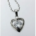 thumbnail image 2 of Stainless Steel Mother and Son Cz Heart Pendant Necklace, 2 of 4