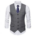 thumbnail image 2 of Holloyiver Jackets for Men Men's Herringbone Tweed Suit Vest Casual Wool Blend Wedding Waistcoat Business Suit Vest Slim Fit Dress Vest Gray, 2 of 6