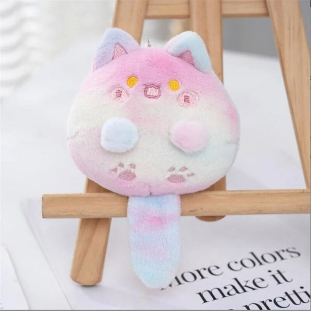 LLavero de peluche de gato de 4 colores para niños, juguete de felpa de 10CM, lindo llavero suave de Anime Kawaii, colgante de muñeca de peluche para niña, regalo para niños