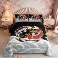thumbnail image 2 of Manfei Luxury Koi Queen Comforter Set for Home, Wave Gold Art Bedding Comforter Set for Office, Black Gold Red, Black Reversible 3 Pieces, 1 Comforter and 2 Pillowcases, 2 of 6