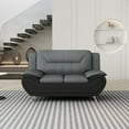 thumbnail image 2 of US PRIDE FURNITURE Eveland 61.3" Faux Leather Pillow Top Arm Loveseat-Gray/Black, 2 of 5