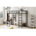 thumbnail image 3 of Tensun Twin Loft Bed: 2 Shelves, 1 Desk, Metal Structure with Safety Guardrail, Ladder - Ideal for Kids, Teens, Adults Bedroom - Black, 3 of 5