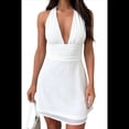 thumbnail image 1 of Vestido Corto de Verano para Mujer, de , con Escote en V Profundo, Holgado, con Lazo y Espalda Descubierta, Color , Talla S, 1 of 6