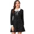 thumbnail image 1 of INSPIRE CHIC Robe Chemise à Manches Longues Contrastées avec Col Peter Pan à Pois pour Femmes, 1 of 6