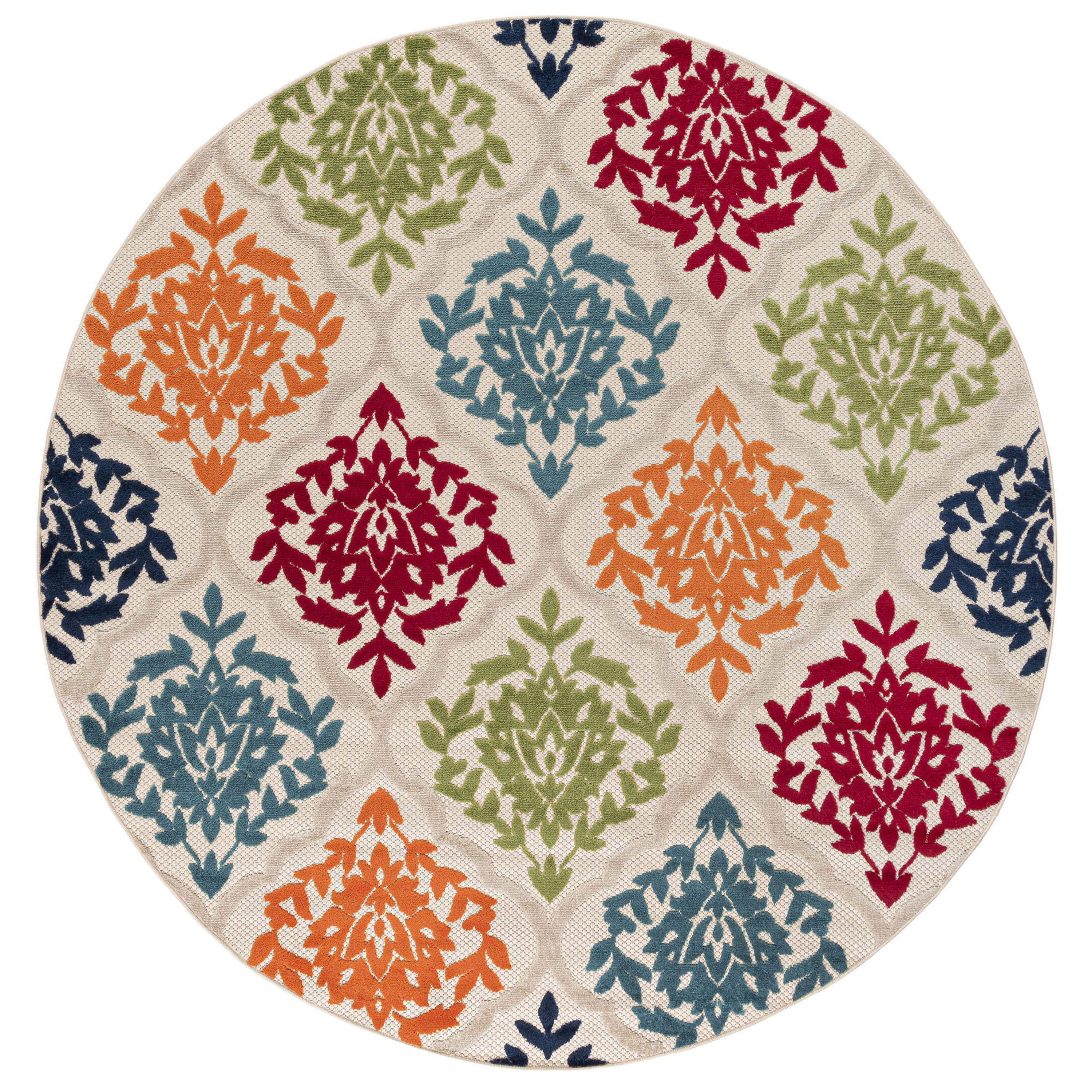 Oasis Modern Medallion Multicolor Polypropylene Indoor Outdoor Area Rug, 5'x5' Round