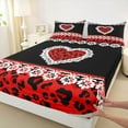thumbnail image 3 of jejeloiu Valentine'S Day Gifts Full Size Sheets,Chic Leopard Print Bed Sheets,Red Black Sheet Sets For Girls Kids,Luxury Bedroom Decor,4 Pieces, 3 of 7