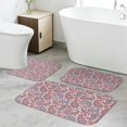 thumbnail image 4 of Paisley and Floral White Pattern Bathroom Rug Set 3 Piece,Non-Slip Bath Mat Set with U-Shaped Contour and Runner Soft Absorbent Washable, 4 of 5