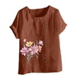 thumbnail image 4 of CaiJunJia Plus Size Womens Tops Clearance,Mexican Shirts Peasant Blouses Cotton Embroidered Short Sleeve Bohemian Tops Boho Clothes for Women Summer Fiesta, 4 of 5