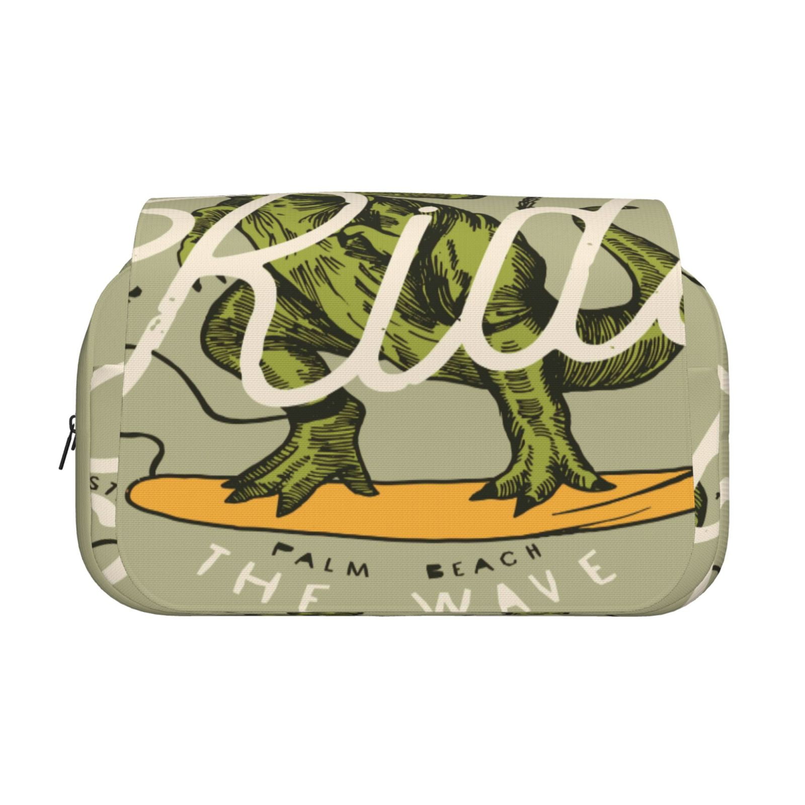 Rateoe Dinosaur Pattern Double Clamshell Pen Case, Storage Organizer with Two Zipper Compartments– Holds Up to 50 Pencils & Pens