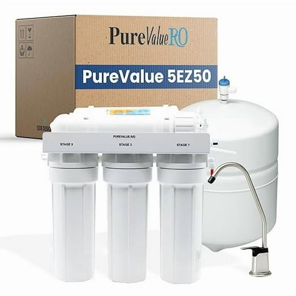 PureValue 5EZ50 Reverse Osmosis System - 5-Stage RO Water Filtration System for Under Sink Filter