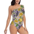 thumbnail image 3 of Pofeuu Lavender Flowers Print Women's One Piece Swimsuits One Shoulder Swimwear Asymmetric Ruffle Monokinis Bathing Suits-XX-Large, 3 of 6
