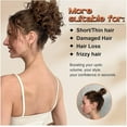 thumbnail image 4 of Aorsher Messy Bun Hair Piece Elastic Drawstring 10inch Loose Curly Bun Hair Extensions Short Wavy Synthetic Hair Bun Hairpiece for Women Golden Blonde Mix Medoum Brown, 4 of 6