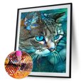thumbnail image 1 of Cuadros Decorativos 5D DIY diamante pintura artista gato Kits completo redondo taladro decoración pared arte (B5058), 1 of 8
