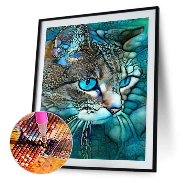 Cuadros Decorativos 5D DIY diamante pintura artista gato Kits completo redondo taladro decoración pared arte (B5058)