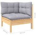 thumbnail image 4 of vidaXL 3-Seater Garden Sofa with Grey Cushions Solid Pinewood, 4 of 5