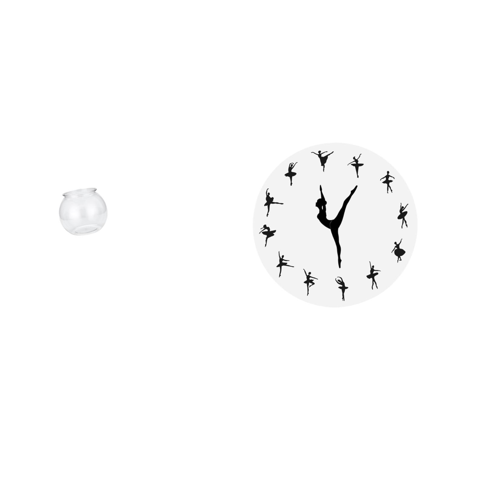 CarpNettore Transparent Ballerina Fish Tank Vase Small Round Aquarium Bowl with Dancing Girl Clock Ornament for Office Home Table Decor Plants