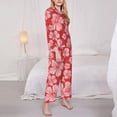 thumbnail image 3 of Naloa Red Hibiscus Flower Pajamas for Women Set, Womens Pajama Sets, Lounge Sets for Women, 2pjs for Women-Small, 3 of 7