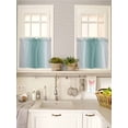 thumbnail image 5 of Teal Grey Ombre 2 Panel Kitchen Curtains for Small Windows, Farmhouse Gradient Minimalist Bathroom Tier Curtain, Short Window Treatment for Bedroom/Living Room 55"x36", 5 of 6