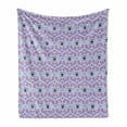 thumbnail image 1 of Queen Bee Soft Flannel Fleece Throw Blanket, Ornamental Curves and Motifs with Insect Silhouettes, Cozy Plush for Indoor and Outdoor Use, 70" x 90", Pale Ceil Blue Fuchsia, by Ambesonne, 1 of 5