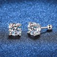 thumbnail image 2 of Pendientes de diamante de moissanita de laboratorio de corte redondo brillante de Color D para mujer, joyería de boda chapada en oro de Plata de Ley 925, 2 of 5