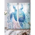 thumbnail image 3 of Oceans Animal Sheer Curtains 2 Panels Set Summer Blue Sea Turtle Coral Seagrass Bubble Sheer Window Curtains Light Filtering Rod Pocket Voile Drapes for Bedroom Living Room 52"X84", 3 of 8