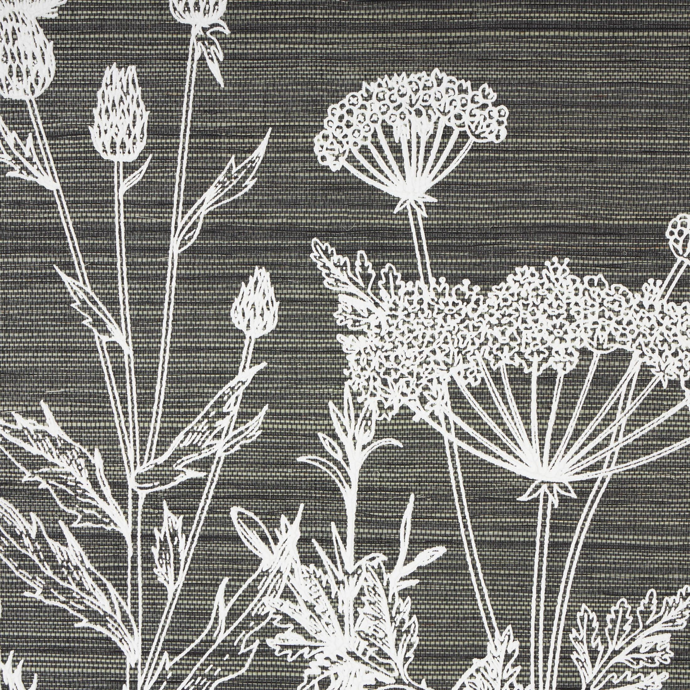 36" x 25" Relief Floral Framed Wall Art with Gray Textured Backing and Black Twisted Frame, by DecMode