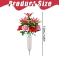 thumbnail image 3 of Artificial Cemetery Flowers, Memorial Lily Carnation Bouquet with Spike Vase, Flores Para Decoracion, UV Resistant Grave Decorations with Berries for Headstones, Outdoor Floral Arrangements, 3 of 6