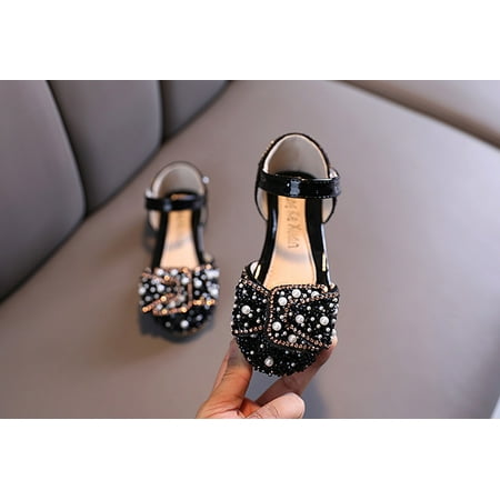 

TRIHIY Baby Girl Kids Pearl Rhinestones Soft Anti-Slip Sole Dance performance Sandals