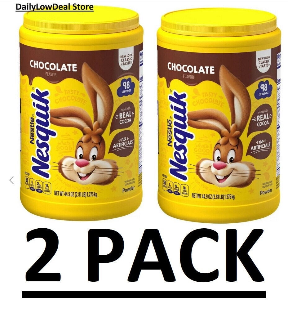 2 PACK Nesquik Chocolate Powder Low Fat Drink Mix 44 9 Oz Each