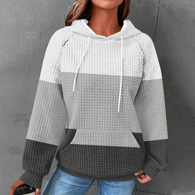 Cadeau pour Adultes Chandails à Capuche pour Femmes Veste Grande Taille Chandails et Chandails à Capuche pour Femmes Mode pour Femmes Imprimé Poche Chandail Raglan Chandail à Capuche Haut à Manches Longues Blanc P