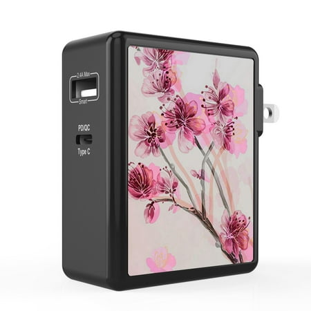 

Infuze 45W Wall Charger for Samsung Galaxy A02s (2-Ports: Power Delivery USB-C 2.4A USB-A) with Touch Tool - Cherry Blossom