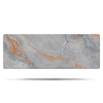 Gray Orange Marble Pattern Bathroom Rugs Mat,Non Slip Microfiber Bathroom Rug,Rubber Backing,Soft Bathroom Mats for Bathroom Floor,Tub and Shower,47x17in(120x43cm)