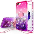thumbnail image 2 of iPod Touch 6 Case, iPod 6/5 Case [Tempered Glass Screen Protector],Glitter Liquid Quicksand Bling Sparkle Diamond Ring Stand Case For Apple iPod Touch 5/6th Generation, (Pink/Purple), 2 of 5