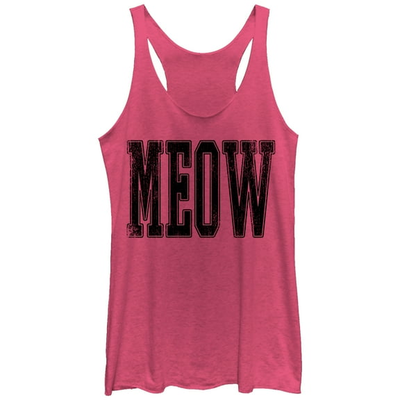 Women's Lost Gods Meow  Racerback Tank Top Pink Heather X Large