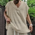 thumbnail image 4 of Men's V Neck Loose Fit Jacquard Knit Sleeveless Casual Tank Top Breathable Comfortable Summer Vest Men's Tops T-Shirt Casual Crew Neck Loose, 4 of 9