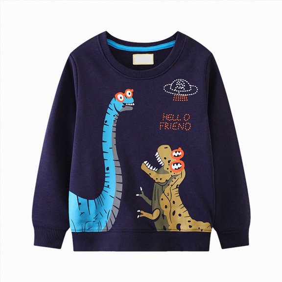 YDFCWXW Toddler Boys Cotton Lightweight Winter Warm Sweatshirt, Crewneck Pullover Top for Kids (Dark Blue, 3-4 Years)