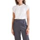 thumbnail image 1 of INSPIRAR CHIC Blusa de Cuello Plisado de Satén Elegante con Mangas Cortas para Uso Casual en Oficina XL Blanca, 1 of 6