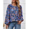 thumbnail image 2 of Blusa PRETTYGARDEN Mujer Floral con Botones Azul Talle L, 2 of 8
