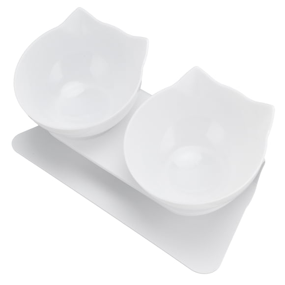 Cuenco Doble Inclinado De 15 Grados, Cuenco Doble Elevado Para Gatos Para Alimentos Y Agua, Divertido Cuenco Para Mascotas Para Gatitos Adultos, Cuenco De Plástico
