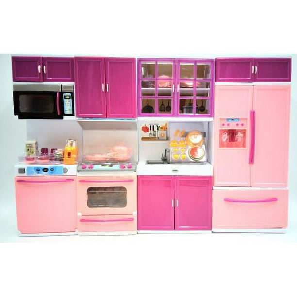 GIRL FUN TOYS Pink Barbie Compatible Kitchen Room With