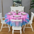 thumbnail image 2 of Pink Tie Dye Lotus Pattern Round Tablecloth 60"x60",Wrinkle Wipeable Table Cloth for Kitchen Dining Room Picnic Patio Party, 2 of 6