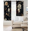 thumbnail image 2 of Vintage Black Floral Blackout Curtains for Bedroom/Living Room, Thermal Insulated Kitchen Curtains, Spring Seasonal Botanical Blooms Grommet Darkening Window Treatment Drapes 52"x84"x2, 2 of 8