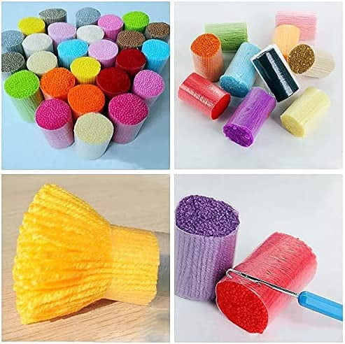 Colorful Feather Latch Hook Pillow Kits for Beginner Needle Crochet Yarn Kits with Stamped Canvas Embroidery Cushion Hook and Latch Throw Pillow Home Sofa Decoration 43x43cm