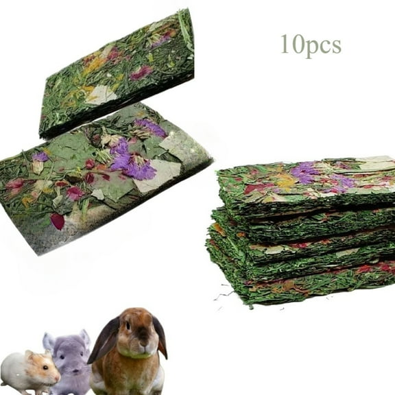 Rabbit Chew Toys 10pcs Timothy Grass Herbal Flowers Pressed Snacks for Bunny Guinea Pig Chinchilla Hamster