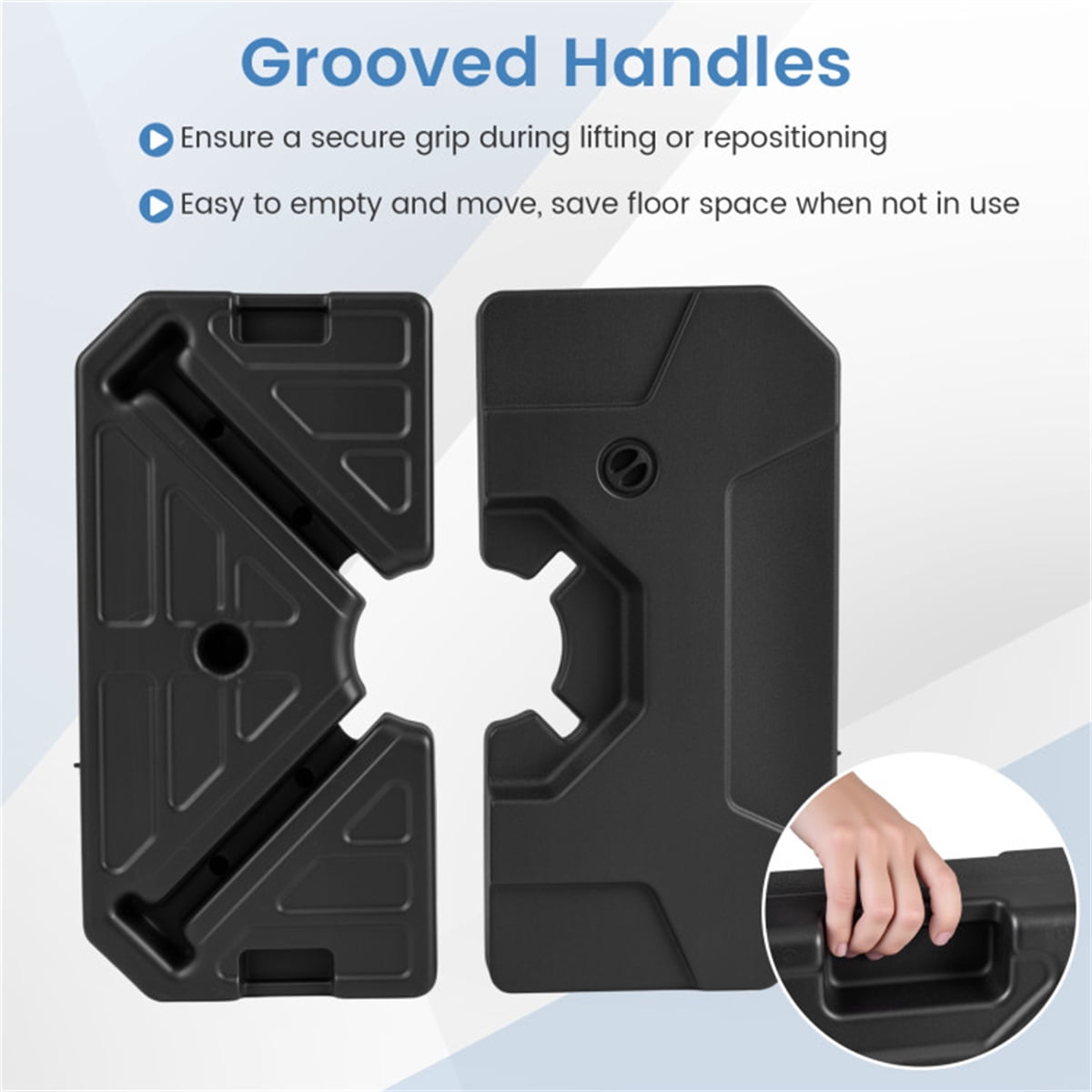 ZHICHUN  2 Piece Fillable Cantilever Umbrella Base Heavy Duty HDPE Water Sand Weighted Patio Umbrella Stand With Fill And Drain Valves Black