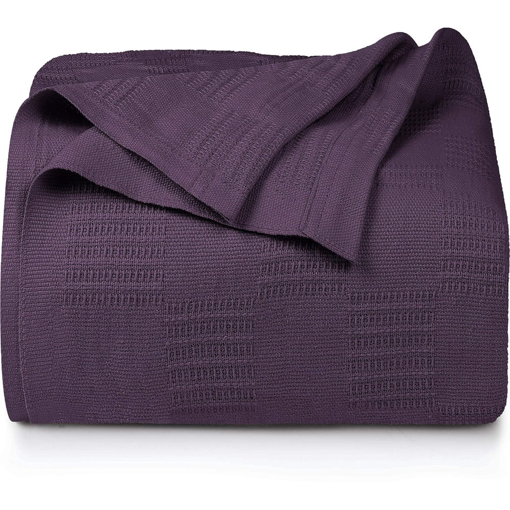 Utopia Bedding Premium Cotton Blanket Queen Plum Soft Breathable Thermal Blanket 350 GSM